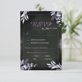 Lavendel Bloem Gothic RSVP Trouwkaart Kaartje