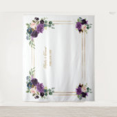 Lavendel Bloem Goud Frame Photo Booth Achtergrond Wandkleed (Voorkant)