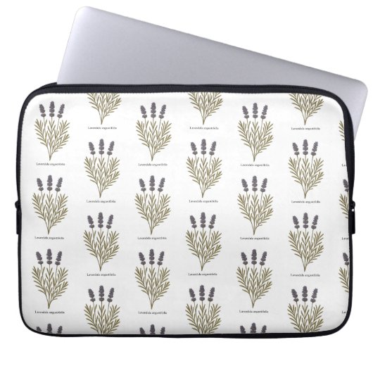 Lavendel Bloem Illustratie Laptop Sleeve (Voorkant)