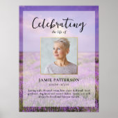 Lavendel Bloem Levensviering Foto Funeral Poster (Voorkant)