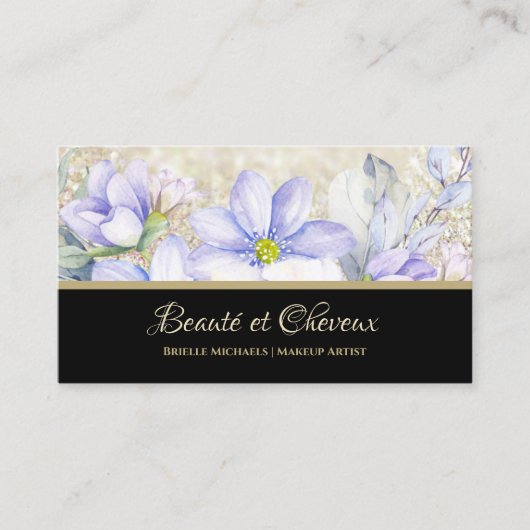 Lavendel Bloem Make-up Artiest Visitekaartje (Voorkant)