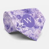 Lavendel Bloem Monogram Stropdas (Opgerold)