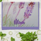 Lavendel Bloem Paarse Aquarel en bijen Theedoek (Gevouwen)