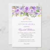 Lavendel Bloem Roze Quinceanera Uitnodiging (Voorkant)