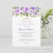 Lavendel Bloem Roze Quinceanera Uitnodiging (Staand voorkant)