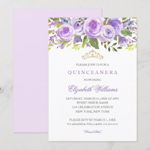 Lavendel Bloem Roze Quinceanera Uitnodiging