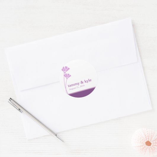Lavendel Bloem Trouwstickers Ronde Sticker (Envelop)