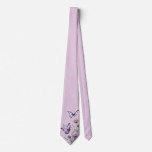 Lavendel Bloem & Vlinder Stropdas