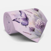 Lavendel Bloem & Vlinder Stropdas (Opgerold)