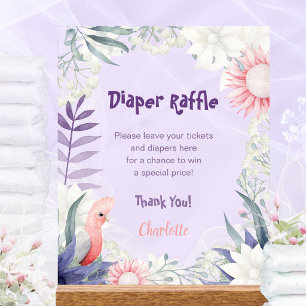 Lavendel Bloem Vogel Baby Shower Luier Raffle Acryl Bord