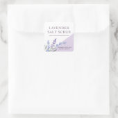 Lavendel Bloem Waterverf Zout Scrub Vierkante Sticker (Tas)
