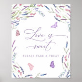 Lavendel Bloemale Bruiloftsdouche 'Liefde is Zoet' Poster (Voorkant)