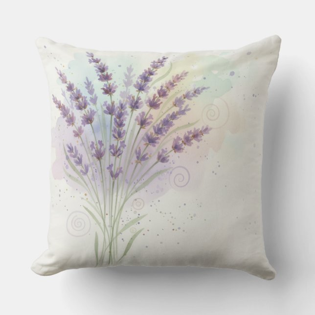 Lavendel Bloemboeket Kussen (Voorkant)