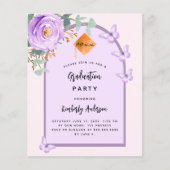Lavendel bloemboog Graduation Party uitnodiging (Voorkant)