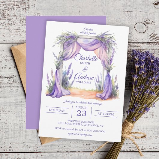 Lavendel Bloemboog Trouwdag Kaart