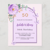 Lavendel bloemboog vlinder Verjaardag uitnodiging (Voorkant)