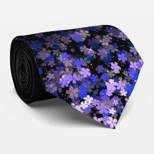 Lavendel Bloemcluster Heren Zwart Tie Stropdas