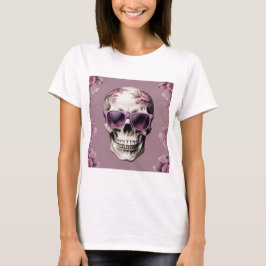Lavendel Bloemen 3D Dode schedel met zonnebril T-shirt