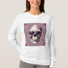 Lavendel Bloemen 3D Dode schedel met zonnebril T-shirt