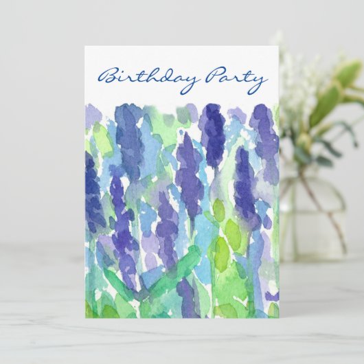 Lavendel Bloemen 50ste verjaardag Uitnodiging (Staand voorkant)