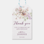 Lavendel bloemen 60e verjaardag dank u cadeaulabel (Voorkant)