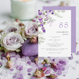 Lavendel Bloemen 85E Verjaardag Party Uitnodiging