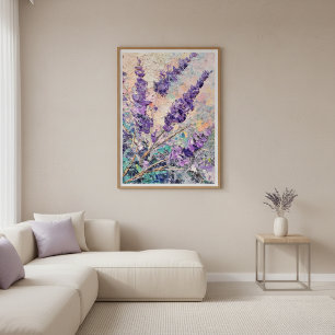 Lavendel Bloemen Abstracte Olie Schildering Muur K Poster