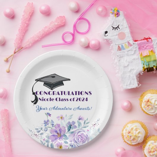 Lavendel Bloemen Afstuderen Papieren Bordje (Feest)