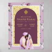 Lavendel Bloemen Anand Karaj Bruiloft Welkomstbord Poster (Voorkant)
