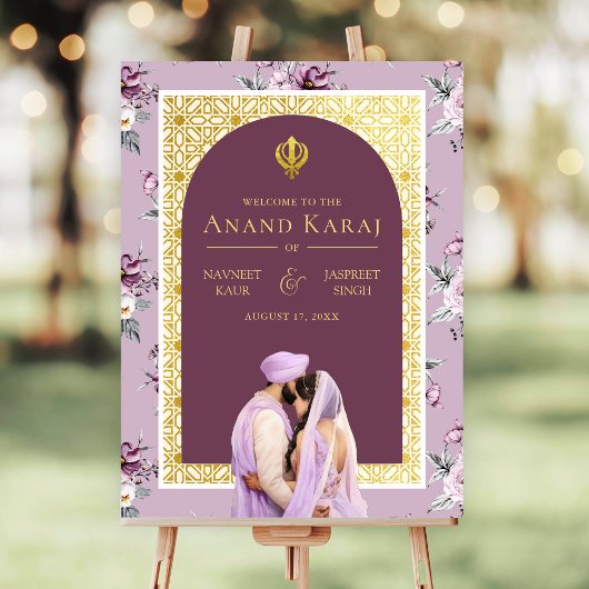 Lavendel Bloemen Anand Karaj Bruiloft Welkomstbord Poster
