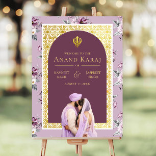 Lavendel Bloemen Anand Karaj Bruiloft Welkomstbord Poster