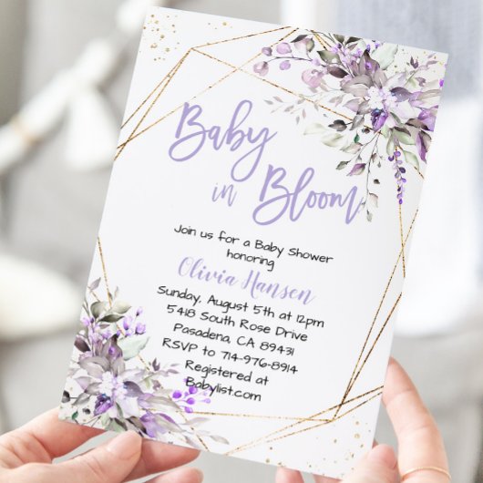 Lavendel Bloemen Baby in Bloom Baby shower Kaart