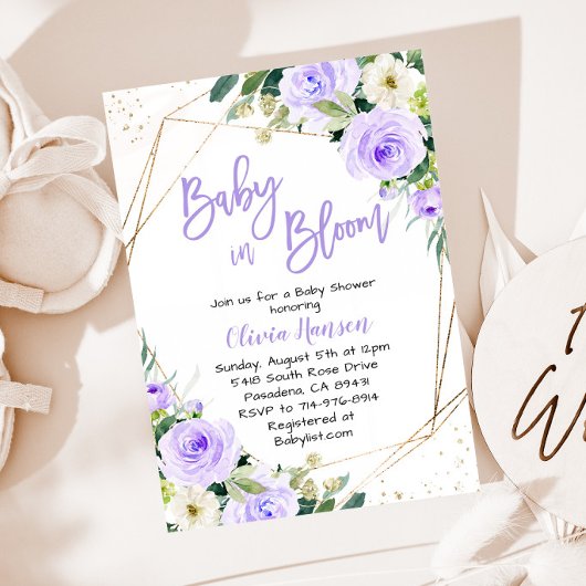 Lavendel Bloemen Baby in Bloom Baby shower Kaart