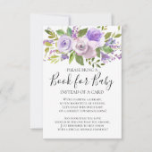 Lavendel Bloemen Baby shower Boek voor Baby Kaart (Voorkant)