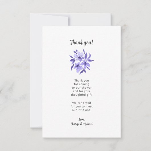 Lavendel Bloemen baby shower dank u opmerking Bedankkaart (Voorkant)