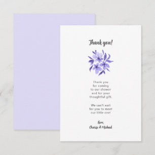 Lavendel Bloemen baby shower dank u opmerking Bedankkaart