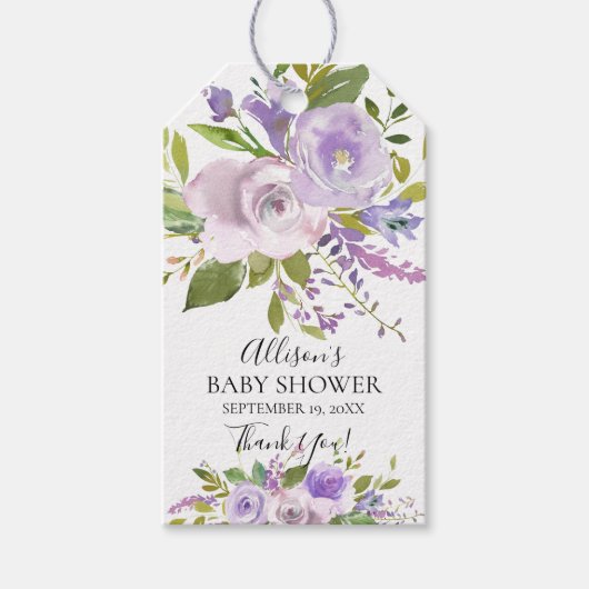 Lavendel Bloemen Baby shower Favor Gift Label Cadeaulabel (Voorkant)