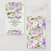 Lavendel Bloemen Baby shower Luier Raffle Ticket Informatiekaartje (Voorkant / Achterkant)