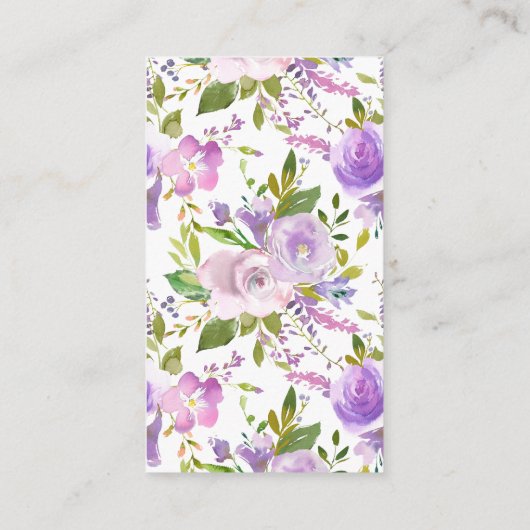 Lavendel Bloemen Baby shower Luier Raffle Ticket Informatiekaartje (Achterkant)