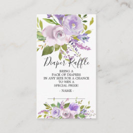 Lavendel Bloemen Baby shower Luier Raffle Ticket Informatiekaartje