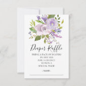 Lavendel Bloemen Baby shower Luier Raffle Ticket Kaart (Voorkant)