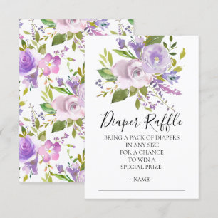 Lavendel Bloemen Baby shower Luier Raffle Ticket Kaart