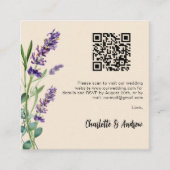 Lavendel bloemen beige QR code bruiloft RSVP Informatiekaartje (Voorkant)