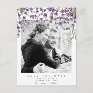 Lavendel Bloemen Bewaar de datum Foto briefkaart