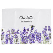 Lavendel bloemen bijen bruidsmeisje groot cadeauzakje (Voorkant)