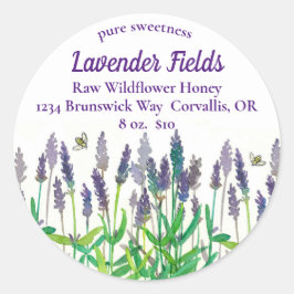 Lavendel Bloemen Bijen Honing Te Koop Ronde Sticker