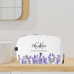 Lavendel bloemen bijen naam monogram toilettasje