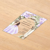Lavendel bloemen boog jurk duidelijk Quinceanera Acryl Uitnodigingen (Laagn)
