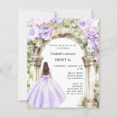 Lavendel bloemen boog jurk Sweet 16 uitnodiging (Voorkant)