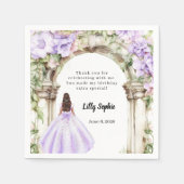 Lavendel bloemen boog jurk verjaardag servet (Voorkant)